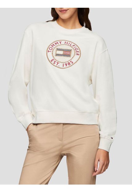 Saco Blanco De Cuello Redondo Con Logo Bordado Tommy Hilfiger