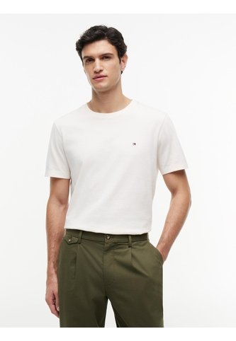 Camiseta Blanca De Cuello Redondo Con Logo Bordado Tommy Hilfiger Tommy Hilfiger
