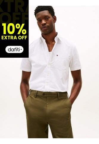 Camisa Blanca De Popelín Flex Estampada De Corte Regular Tommy Hilfiger Tommy Hilfiger