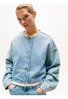Chaqueta Celeste Denim Corta Oversize Tommy Hilfiger