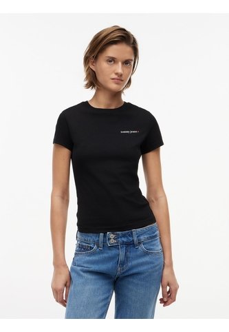 Camiseta Negra Slim De Punto Con Logo Tommy Jeans Tommy Hilfiger