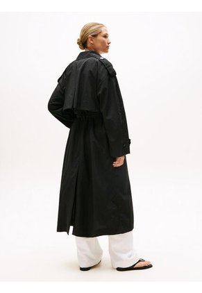 Gabardina Negra Ligera De Corte Oversize Tommy Hilfiger