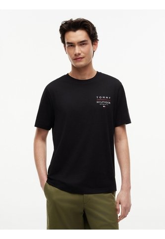 Camiseta Negra De Cuello Redondo Con Logo Estampado Gráfico Tommy Hilfiger Tommy Hilfiger