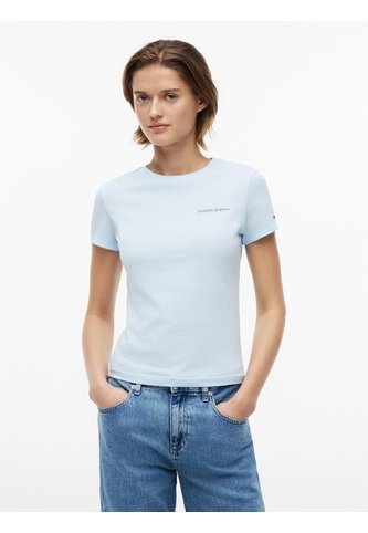 Camiseta Celeste Slim De Punto Con Logo Tommy Jeans Tommy Hilfiger