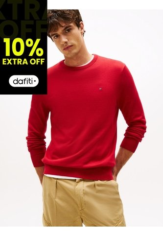 Saco Rojo De Cuello Redondo Con Logo Bordado Tommy Hilfiger Tommy Hilfiger