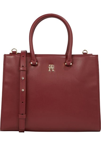 Bolso Vino Tote Con Insignia Del Monograma TH Tommy Hilfiger