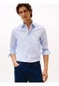 Camisa Celeste De Corte Regular Flex Poplin Con Micro Estampado Tommy Hilfiger de Tommy Hilfiger