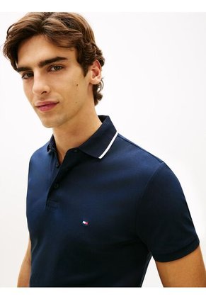 Polo Azul Slim Con Acabado Tipped Tommy Hilfiger