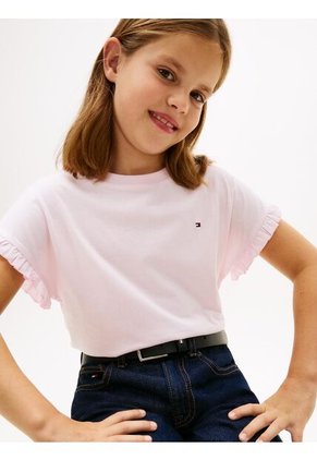 Camiseta Rosa Essential Con Ribetes De Volantes Tommy Hilfiger