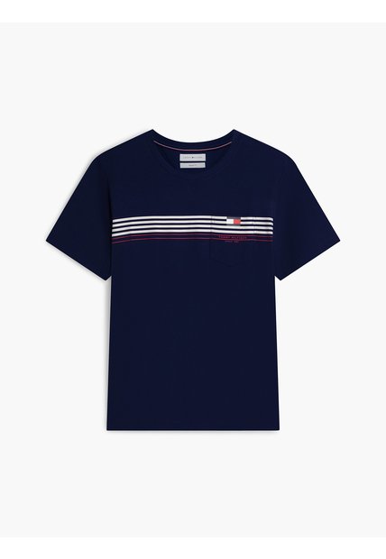 Camiseta Azul Manga Corta Con Diseño De Rayas Tommy Hilfiger