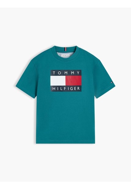 Camiseta Verde Para Niño De Punto Heritage Con Logo Tommy Hilfiger