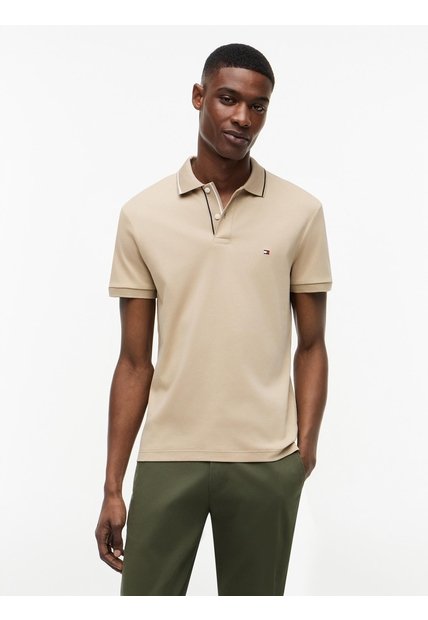 Polo Khaki De Corte Slim Con Logo Tommy Hilfiger