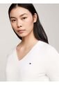 Suéter Blanco De Cuello V Con Logo Tommy Hilfiger de Tommy Hilfiger