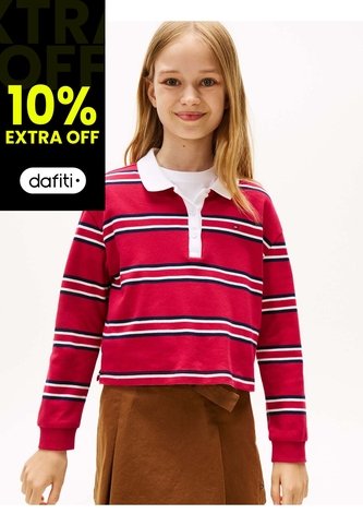Polo Rojo Para Niña Varsity De Manga Larga Tommy Hilfiger Tommy Hilfiger