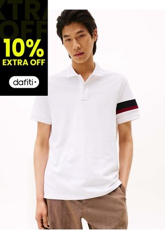 Polo Blanco De Corte Regular Con Detalles De Cinta RWB Tommy Hilfiger Tommy Hilfiger