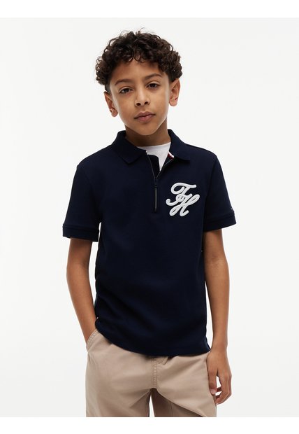 Polo Multicolor Para Niño Con Cierre De Cremallera Con Logo Script Tommy Hilfiger
