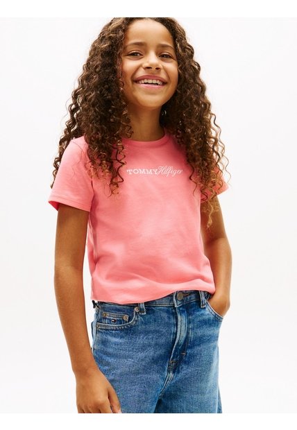 Camiseta Vintage Para Niña Slim De Punto Con Logo Tommy Hilfiger