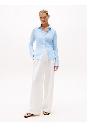 Camisa Celeste De Piqué 1985 De Corte Slim Tommy Hilfiger