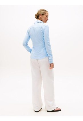 Camisa Celeste De Piqué 1985 De Corte Slim Tommy Hilfiger