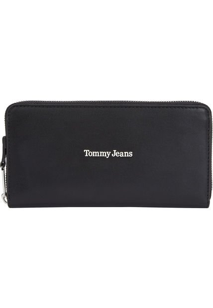 Cartera Grande Con Cremallera Y Logo Mujer Negro Tommy Hilfiger