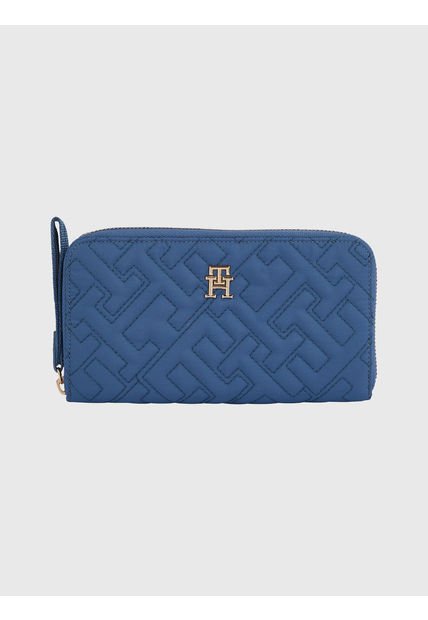 Cartera Grande Con Monogramas Th Acolchados Mujer Azul Tommy Hilfiger