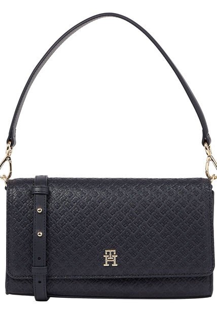 Bolso Azul De Hombro Con Monograma TH Tommy Hilfiger