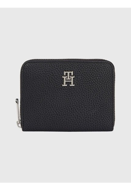 Cartera Mediana Con Cremallera Y Monograma Mujer Negro Tommy Hilfiger