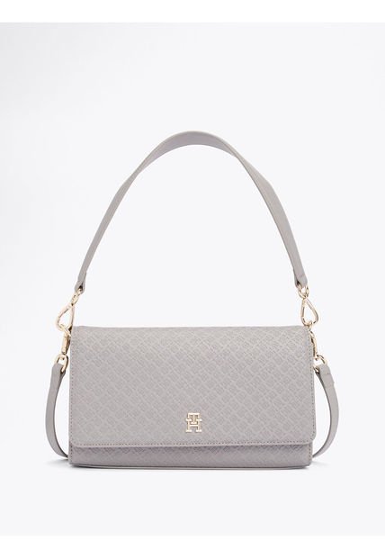 Bolso Gris De Hombro Con Monograma TH Tommy Hilfiger