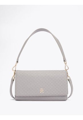 Bolso Gris De Hombro Con Monograma TH Tommy Hilfiger