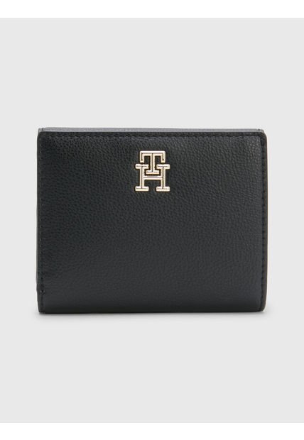 Cartera Mediana Con Acabado Granulado Mujer Negro Tommy Hilfiger