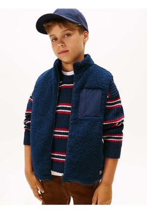 Chaleco Azul Acolchado Reversible Con Peluche Tommy Hilfiger