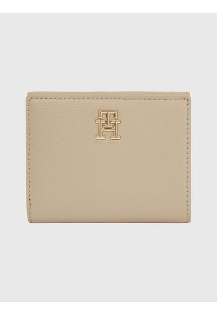 Cartera Mediana Con Acabado Granulado Mujer Beige Tommy Hilfiger