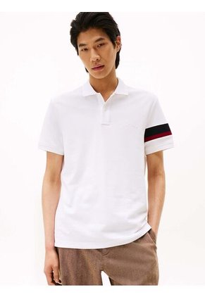 Polo Blanco De Corte Regular Con Detalles De Cinta RWB Tommy Hilfiger