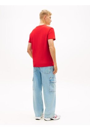 Camiseta Roja De Corte Regular Con Logo Estampado Tommy Jeans