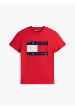Camiseta Roja De Corte Regular Con Logo Estampado Tommy Jeans