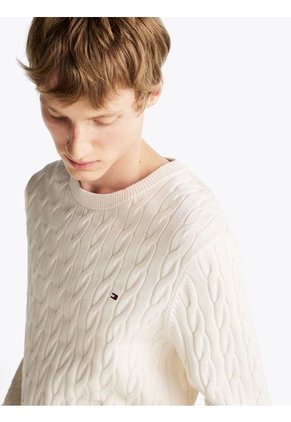 Saco Blanco Classics De Punto Trenzado Tommy Hilfiger