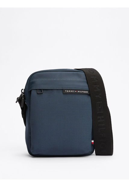 Bolso Azul Reporter Con Logo Engomado Tommy Hilfiger
