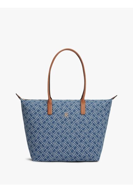 Bolso Azul Tote En Tejido Denim Con Logo Tommy Hilfiger