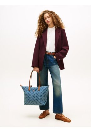 Bolso Azul Tote En Tejido Denim Con Logo Tommy Hilfiger