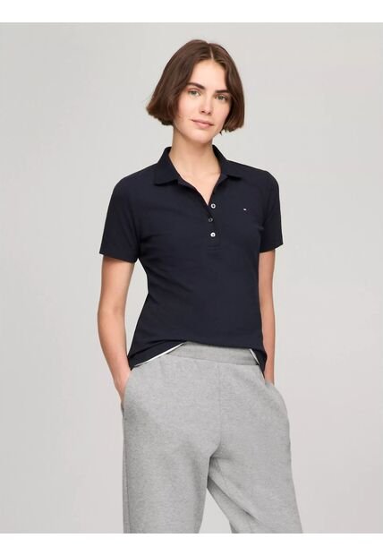 Polo Azul De Corte Slim Con Logo Tommy Hilfiger