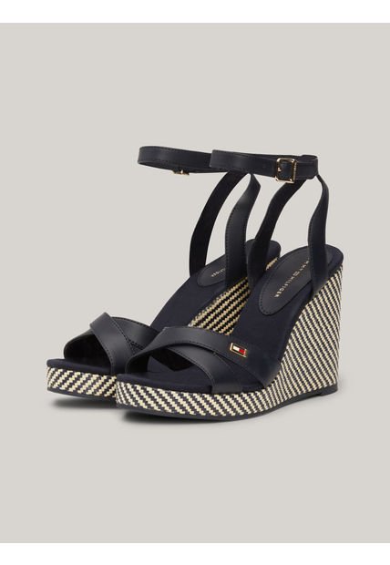 Sandalias Blanco De Cuña Con Rayas Irregulares Tommy Hilfiger