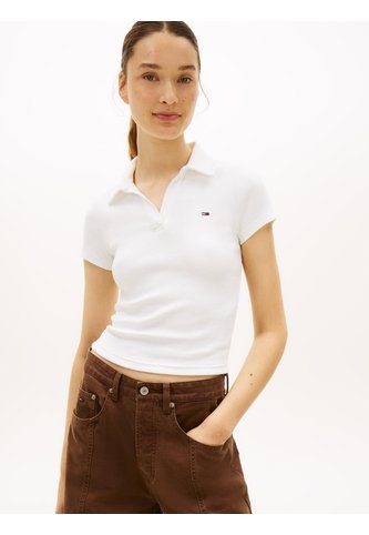 Polo Blanco Acanalado De Corte Slim Tommy Jeans Tommy Hilfiger
