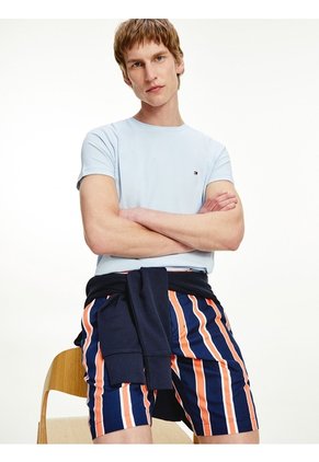 Camiseta Celeste De Cuello Redondo Y Corte Extra Slim Tommy Hilfiger