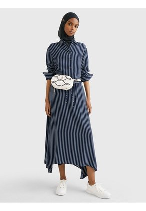Falda Midi Con Diseño De Rayas Mujer Blanco Tommy Hilfiger