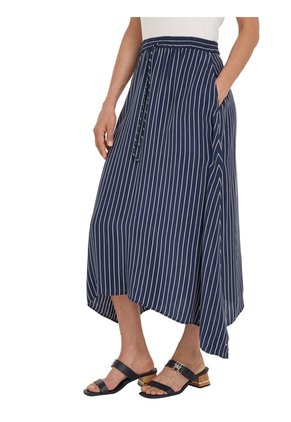 Falda Midi Con Diseño De Rayas Mujer Blanco Tommy Hilfiger