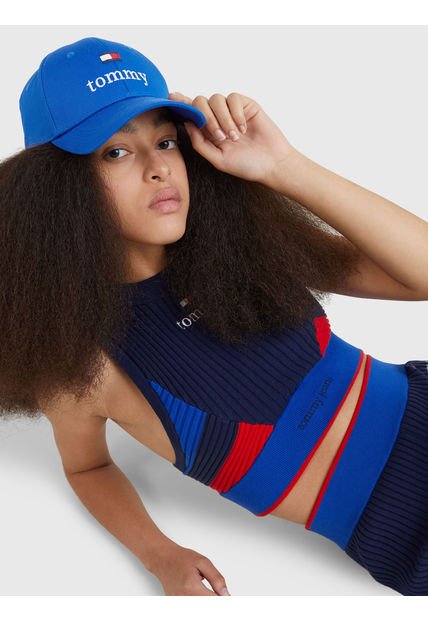 Gorra De Béisbol Con Logo En Fuente Serif Azul Tommy Jeans