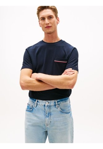 Camiseta Azul Global Stripe Con Bolsillo Tommy Hilfiger Tommy Hilfiger