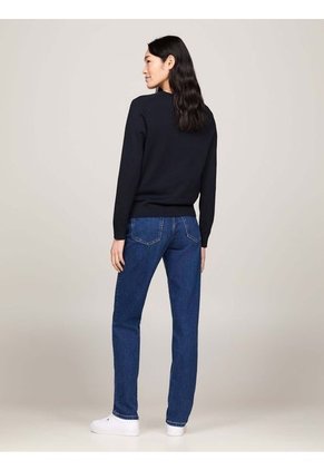 Suéter Azul De Cuello V Con Logo Tommy Hilfiger