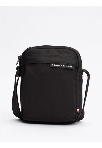 Bolso Negro Reporter Con Logo Engomado Tommy Hilfiger