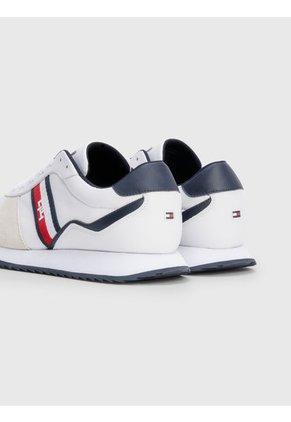 Tenis De Running En Piel Con Monograma Hombre Blanco Tommy Hilfiger